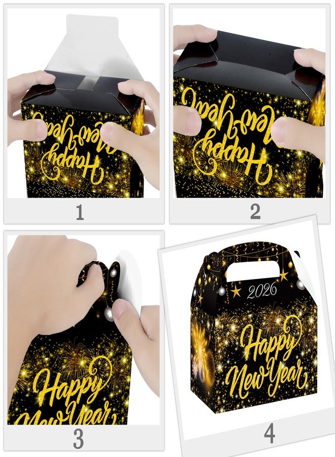 umoni 2026 New Year's Eve Party Treat Boxes New Year's Party Bags Black Gold New Years Eve Party Goodie Gable Boxes Decorations for 2026 New Year's Day Theme Party Favor Supplies Set of 12 - Image 2